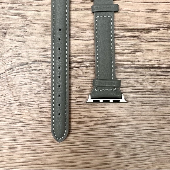 NEW[BAND] Slim GRAY Strap Leather For Apple Watch - Picture 3 of 5